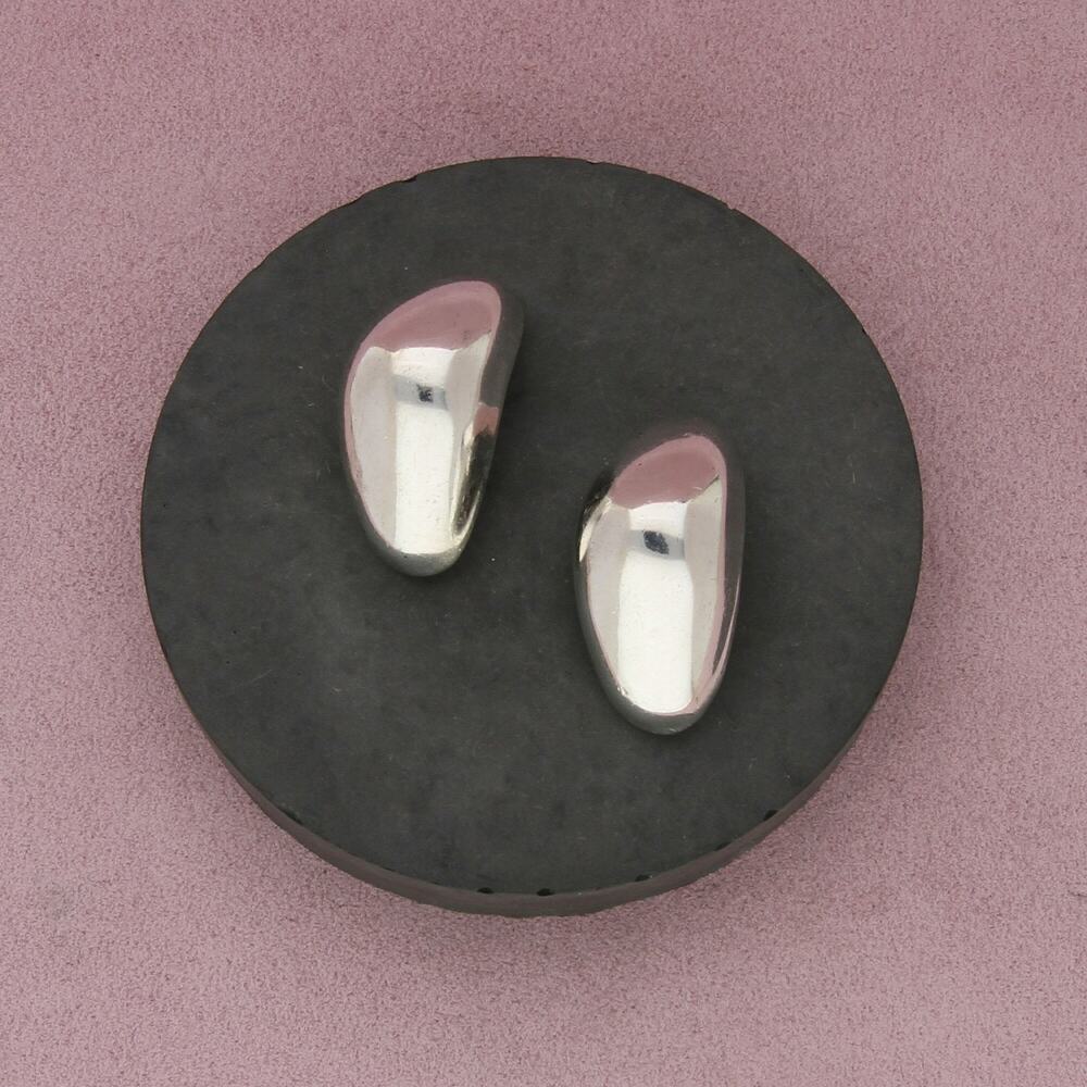 mexico sterling silver vintage modernist dome clip-on earrings